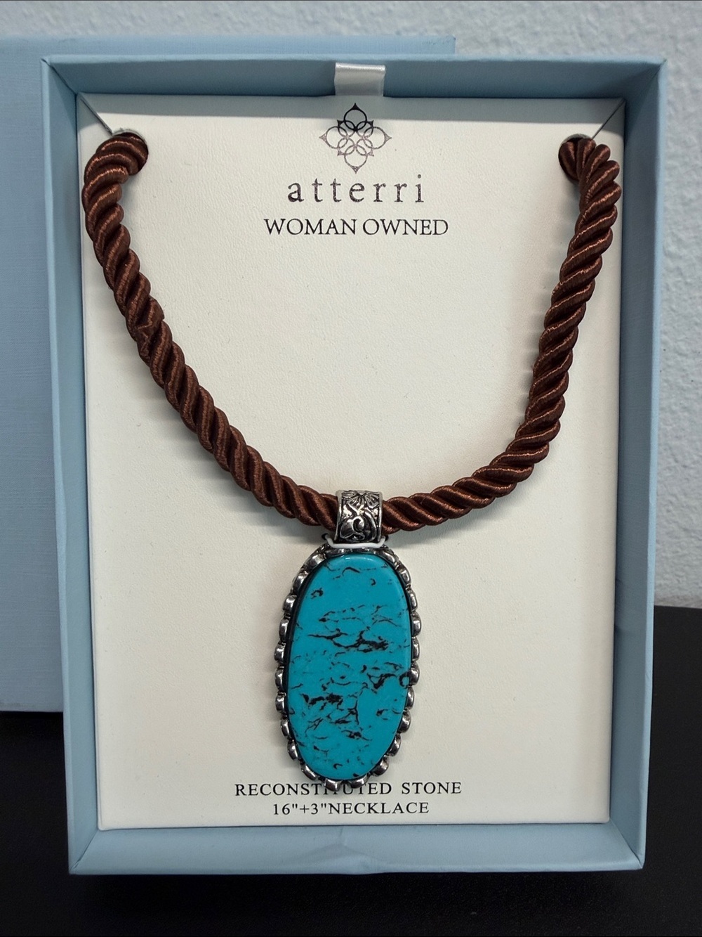 Atterri | Vintage Cowboy Southwestern Recon Turquoise Rope Pendant Necklace